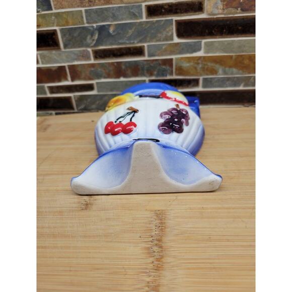 Vintage Wall Pocket Vase, Potbelly Stove with Fruit Design - Picture 5 of 5